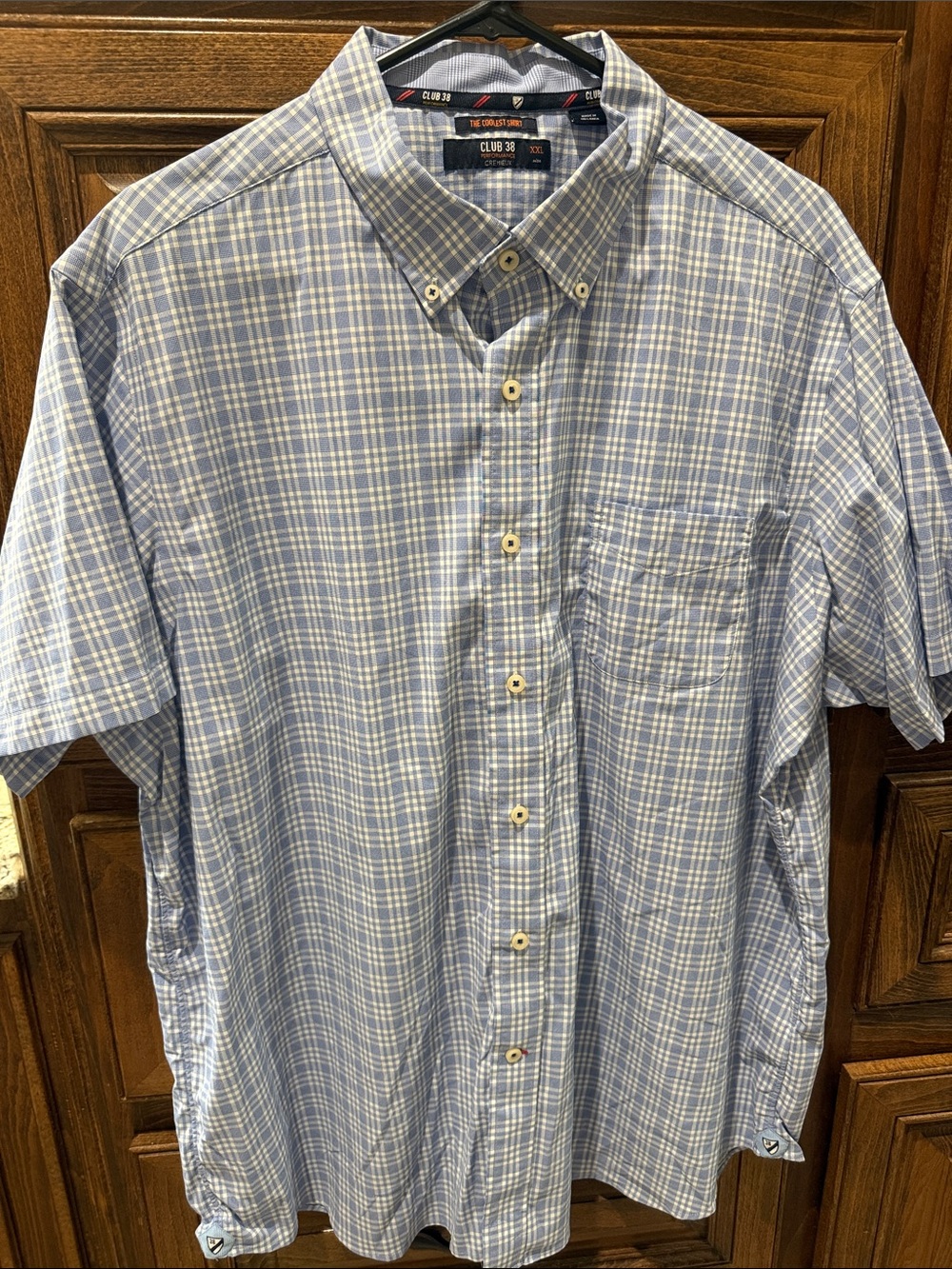 Daniel Cremieux Blue and White Plaid Short-Sleeve Button-Down Shirt